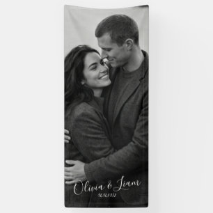 Linen Photo Wedding Banner Fabric Welcome Sign