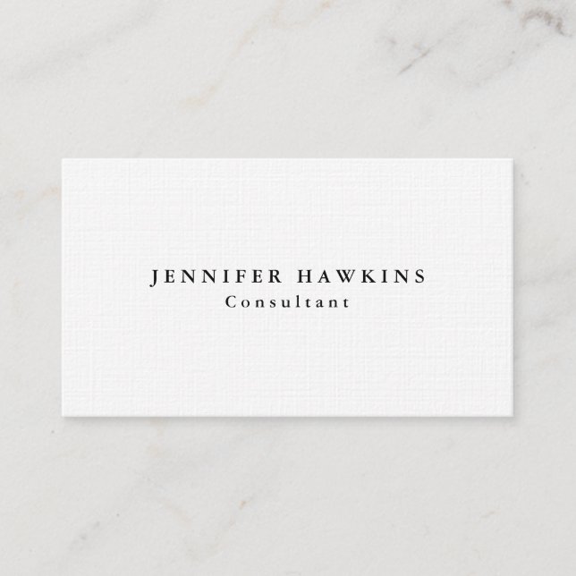 Linen Plain Elegant Simple Professional Modern Business Card (Front)