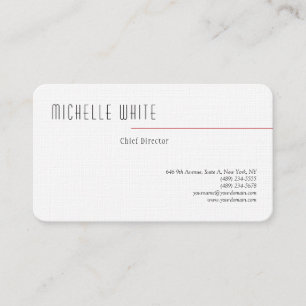 Linen Plain Elegant White Professional Modern Business Card