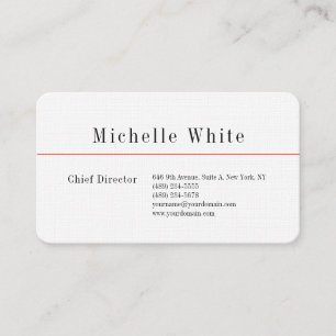 Linen Plain Elegant White Professional Modern Business Card