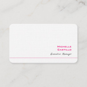 Linen Plain Feminine Minimalist Pink White Business Card