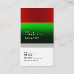 Linen Plain Green Red White Modern Minimalist Business Card