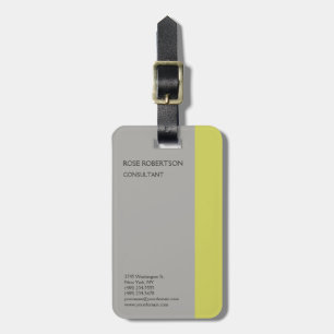 Linen Plain Grey Modern Minimalist Professional Luggage Tag