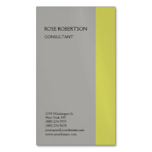 Linen Plain Grey Modern Minimalist Professional Magnetic Business Card