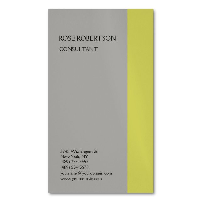 Linen Plain Grey Modern Minimalist Professional Magnetic Business Card (Front Vertical)