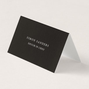 Linen Plain Unique Minimalist Smoky Black Business Card
