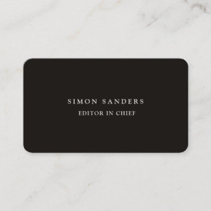 Linen Plain Unique Minimalist Smoky Black Business Card