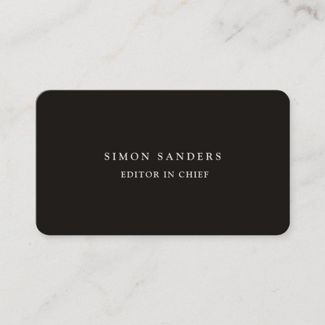 Linen Plain Unique Minimalist Smoky Black Business Card (Front)