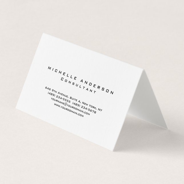 Linen Plain White Simple Professional Minimalist Business Card (Front)