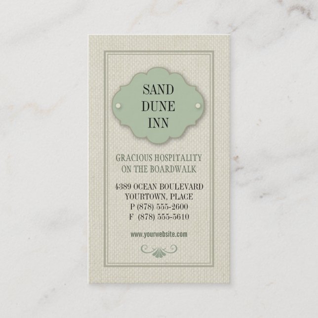 Linen Plaque Hospitality Business Card (Front)