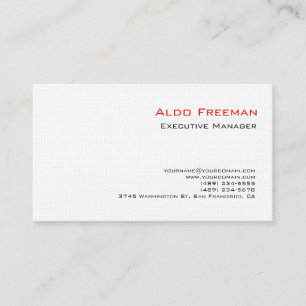Lİnen Professional Clean Plain White Minimalist Business Card