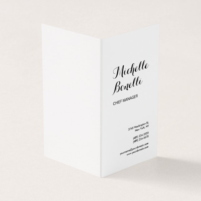 Linen Professional Minimalist Black White Modern Business Card (Outside)