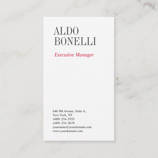 Linen professional minimalist modern plain business card (Front)