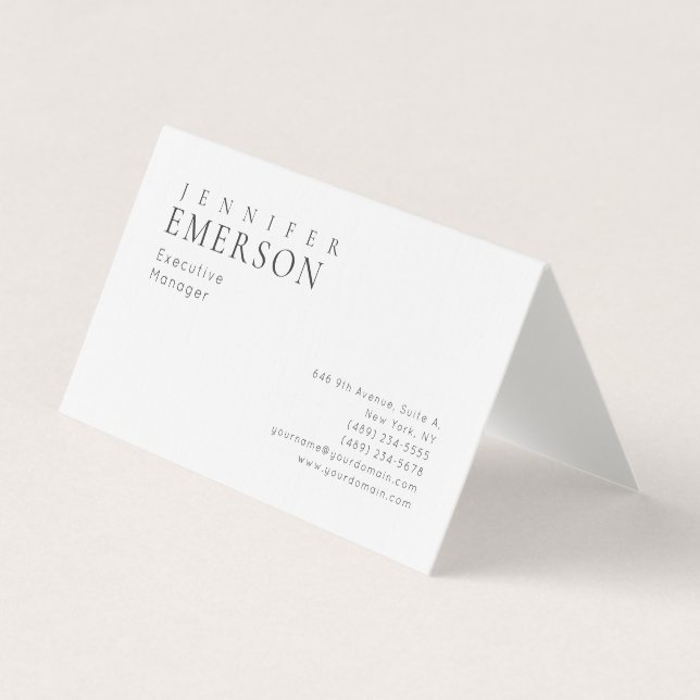 Linen professional minimalist modern plain  business card (Front)