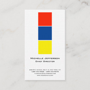Linen Professional Modern Blue Yellow Red White Business Card