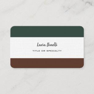 Linen Professional Modern Brown Grey Green White Business Card
