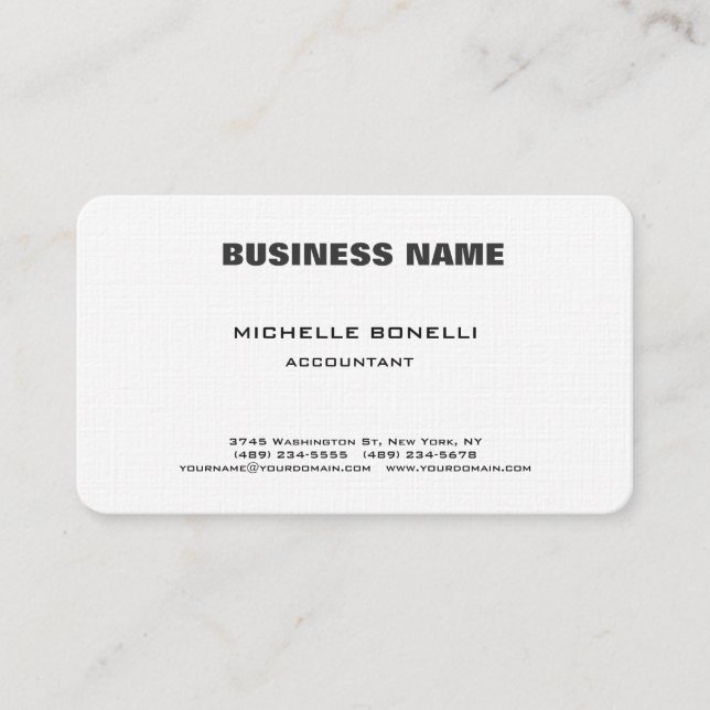 Linen Professional Modern Elegant Minimalist Plain Business Card (Front)