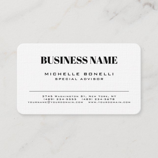Linen Professional Modern Elegant Minimalist Plain Business Card (Front)