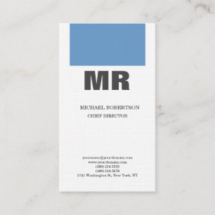 Linen Professional Monogram Blue Grey White Plain Business Card