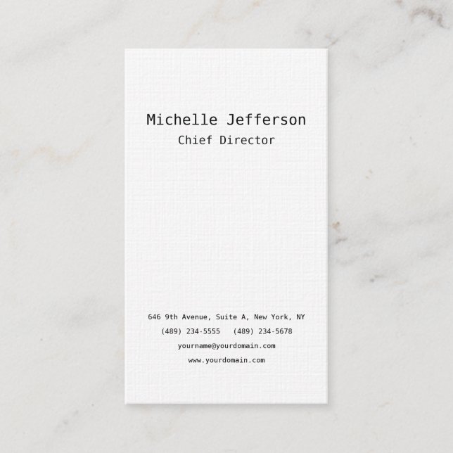Linen Professional Plain Stylish Modern Minimalist Business Card (Front)