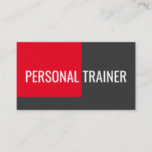 Linen Red Grey Personal Trainer Fitness Minimalist Business Card