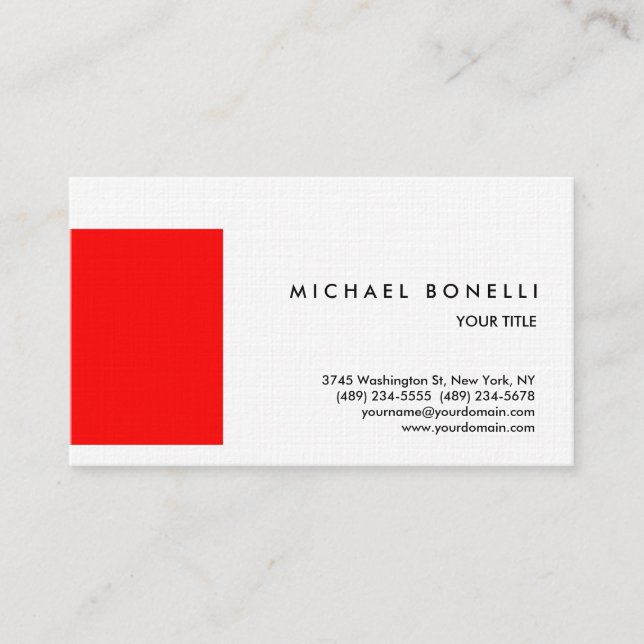 Linen Red Stripe Professional Business Card (Front)
