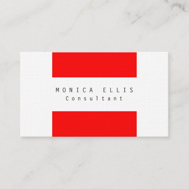 Linen Red Stripes Original Clean Professional Business Card (Front)