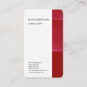 Linen Red White Minimalist Professional Plain Business Card