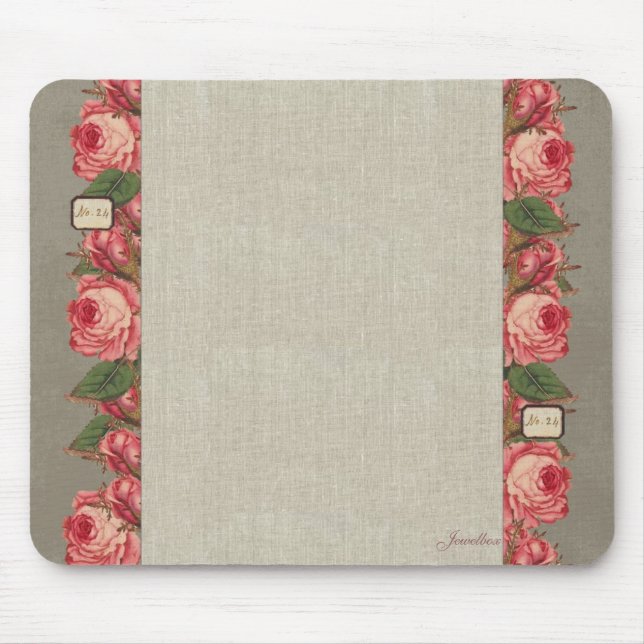 Linen Roses Mousepad (Front)
