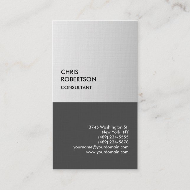 Linen Silver Grey Exclusive Special Modern Unique Business Card (Front)