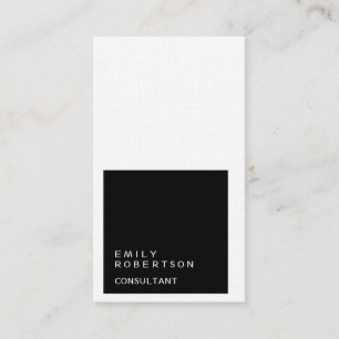 Linen Simple Plain Black & White Modern Minimalist Business Card