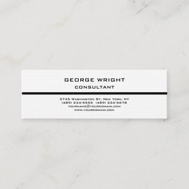 Linen Skinny Plain Simple Attractive Minimalist Mini Business Card (Front)