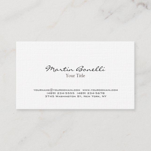 Linen Stylish Trendy Business Card (Front)