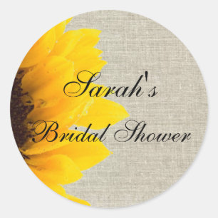 Linen Sunflower Rustic Bridal Shower Sticker