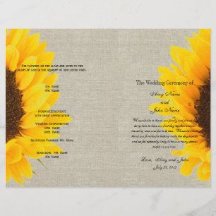 Linen Sunflower Rustic   Wedding Program