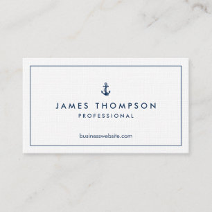 Linen Texture Anchor Logo Professional Classic Business Card