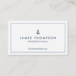 Linen Texture Anchor Logo Professional Classic Business Card
