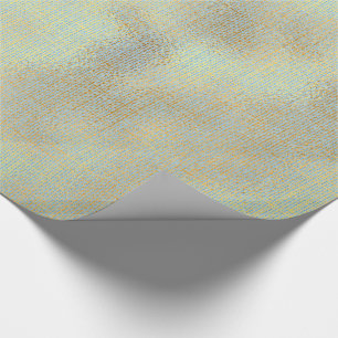 Linen Texture Gold Water Blue Minimal Wrapping Paper
