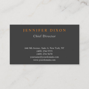 Linen Trendy Minimalist Grey Orange Professional Business Card