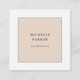 Linen Trendy Minimalist Professional Square Business Card