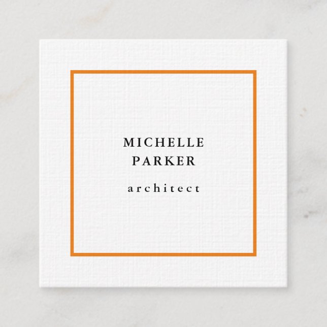 Linen Trendy Minimalist Professional Square Business Card (Front)