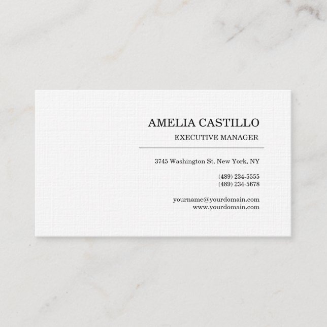 Linen Trendy Modern Elegant Minimalist Business Card (Front)
