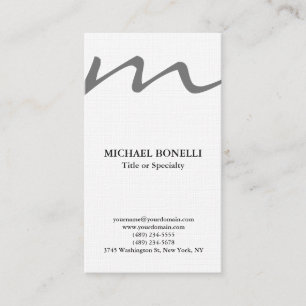 Linen trendy modern monogram professional  business card