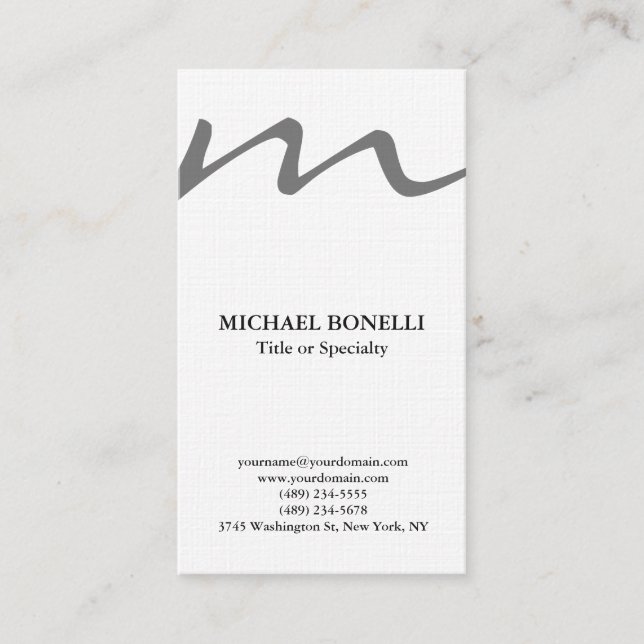Linen trendy modern monogram professional  business card (Front)