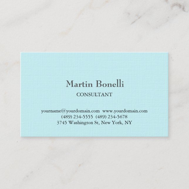 Linen Unique Classical Simple Green Blue Business Card (Front)