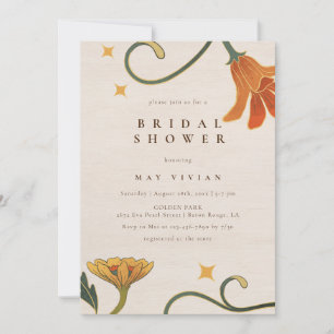 Linen Vintage Faecore Big floral Bridal Shower Invitation