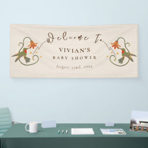 Linen Vintage Faecore Floral Tea Baby Welcome Banner