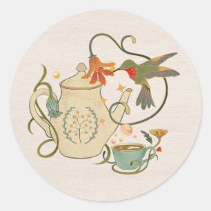 Linen Vintage Faecore Floral Tea Classic Round Sticker