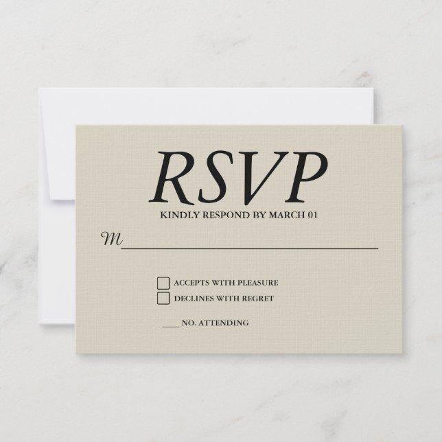 Linen Wedding RSVP Response Reply Modern (Front)