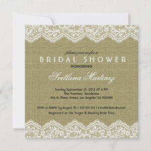 Linen & White Lace Bridal Shower Invite